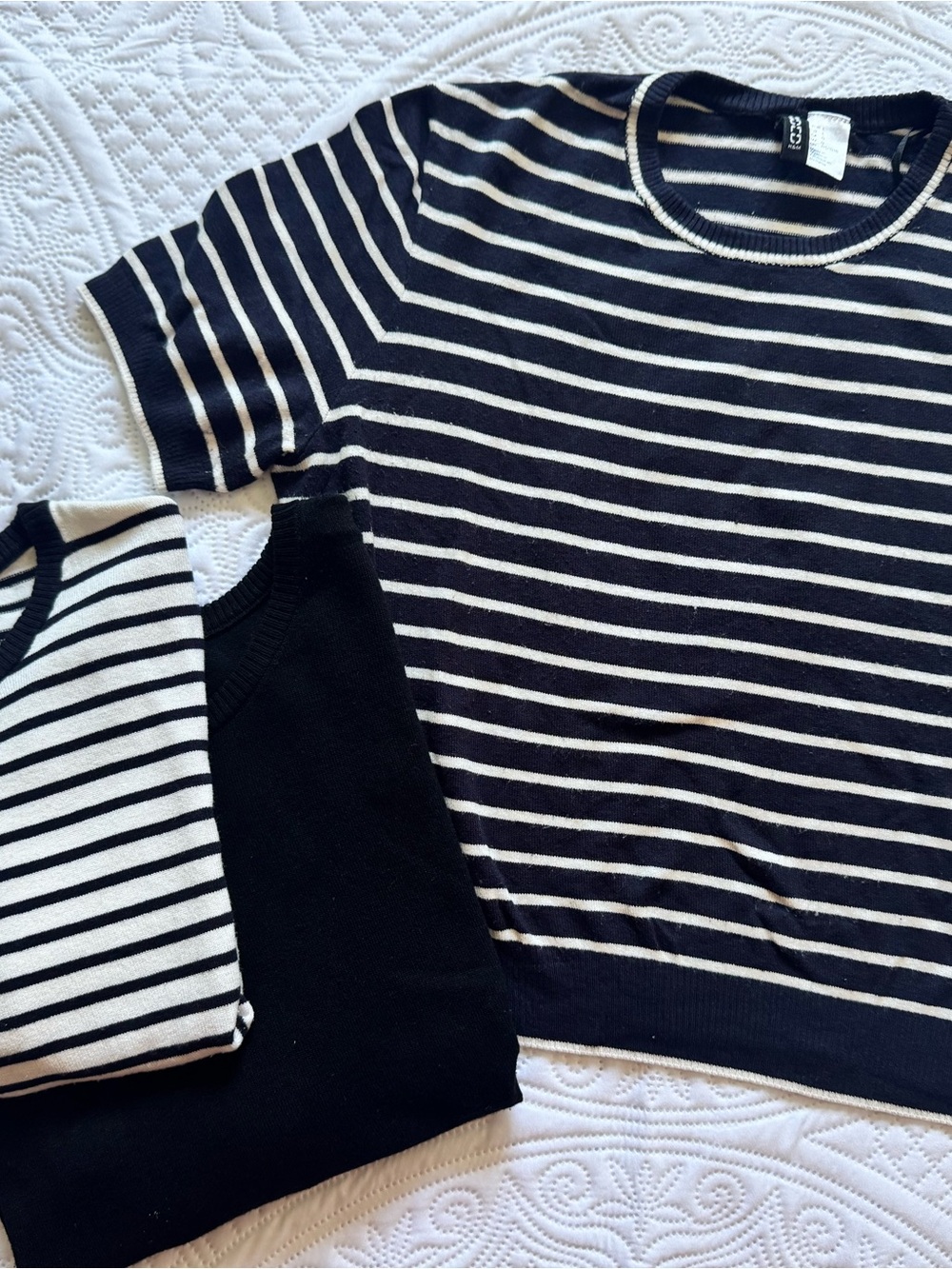 H&M Black & White Striped Knit Tops bundle